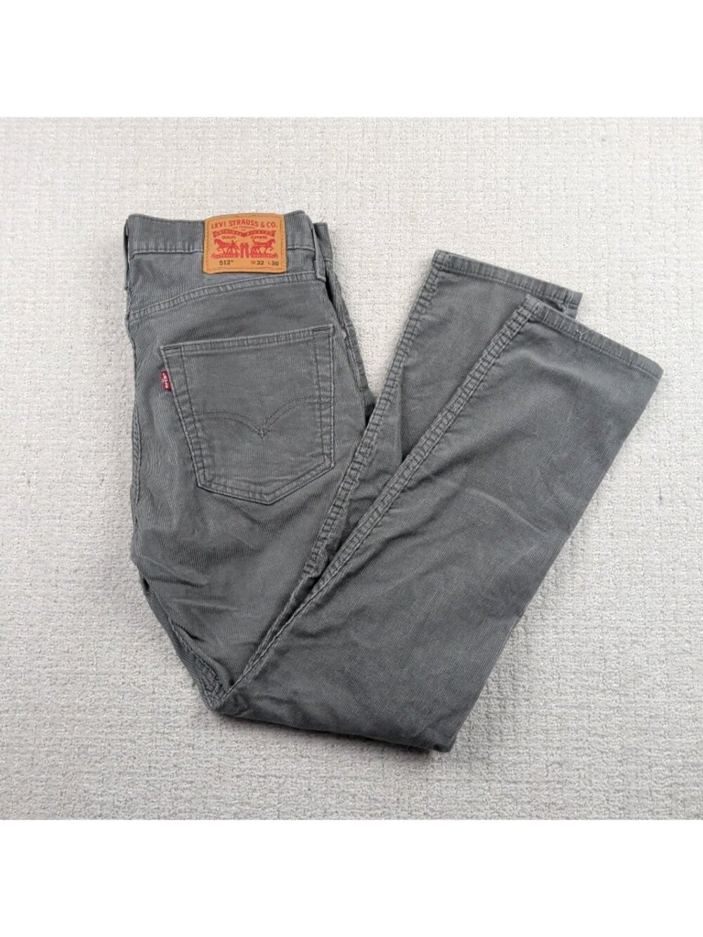 Levis 512 Pants Mens 30x32 Faded Gray Corduroy Slim Taper Pants Casual Retro